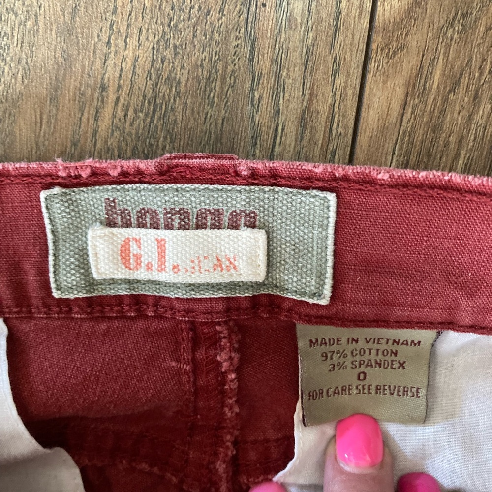 Bongo, GI Jean cargo jeans, low rise, in Brick red SIZE 0